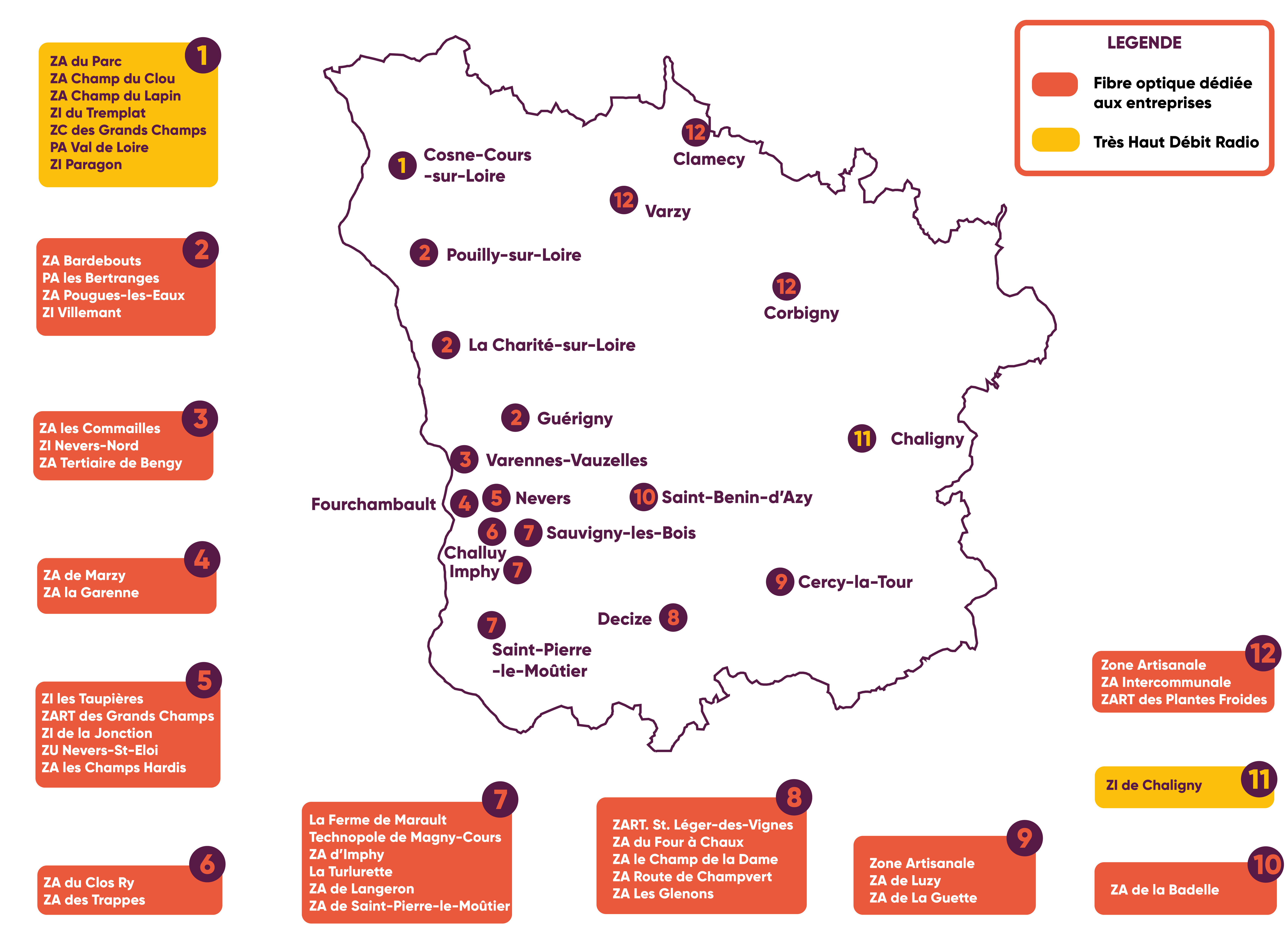 Carte des ZA de la Nièvre